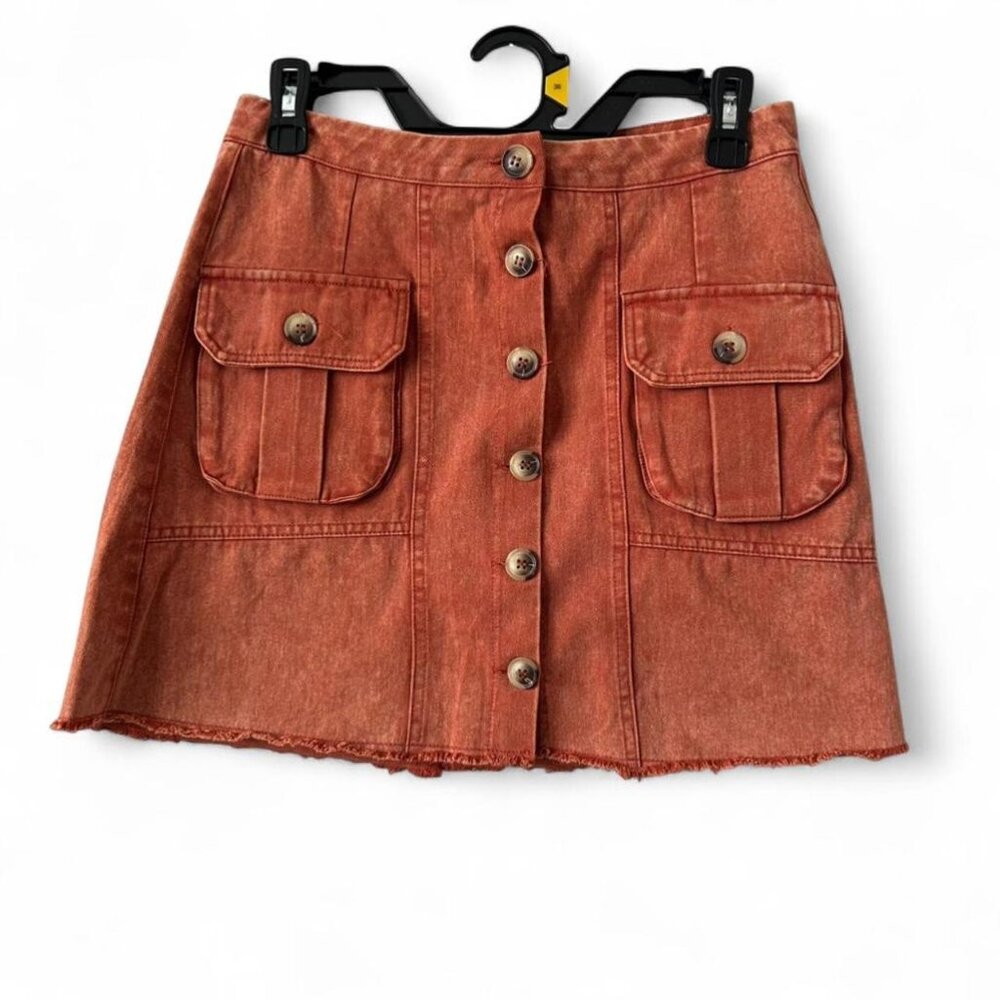 She + Sky Rust Cotton‎ Mini Skirt Size S
